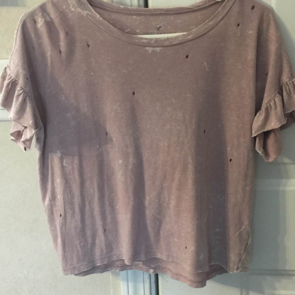 American Eagle Outfitters Pink Holey Blouse
